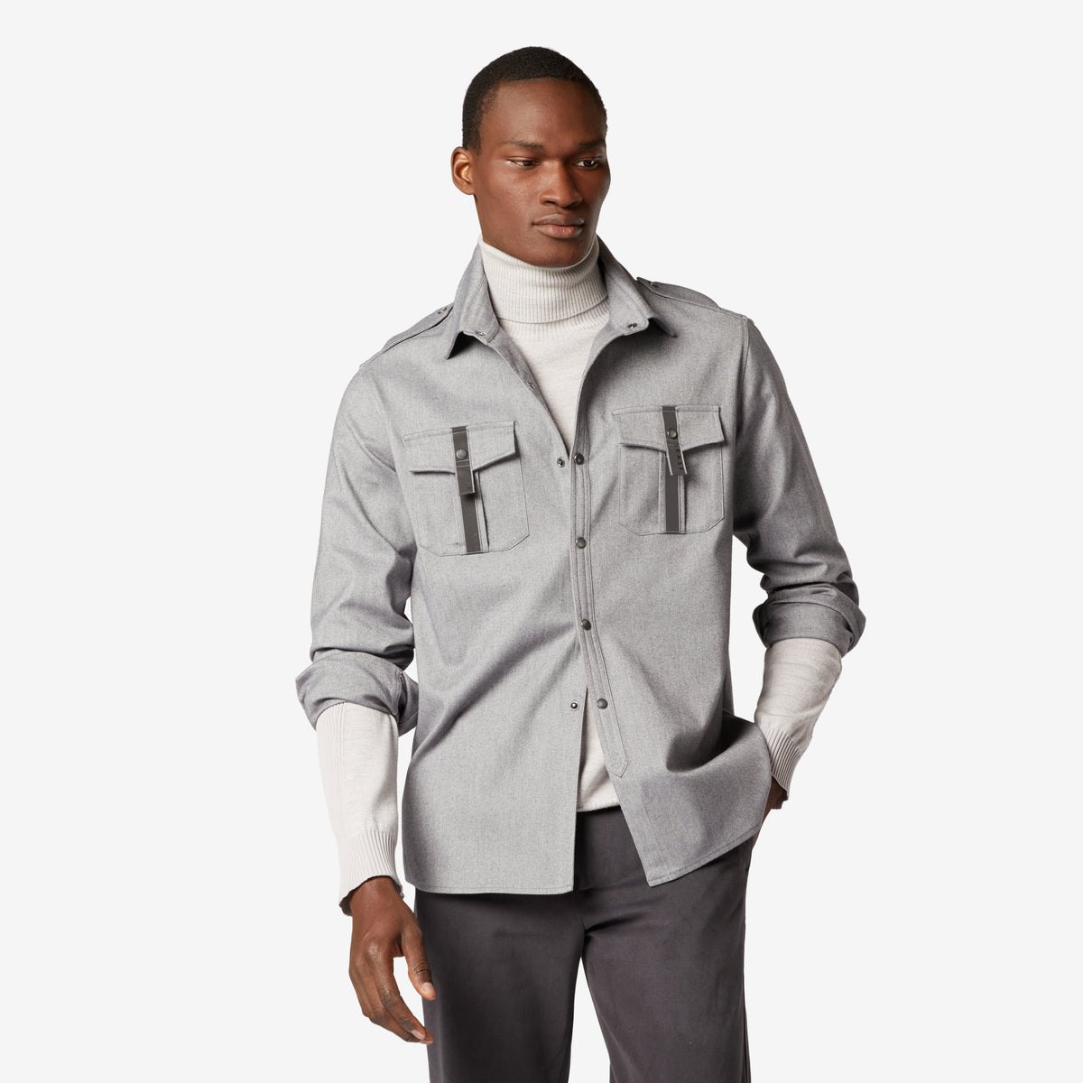 Cotton and cashmere overshirt grey SEASE