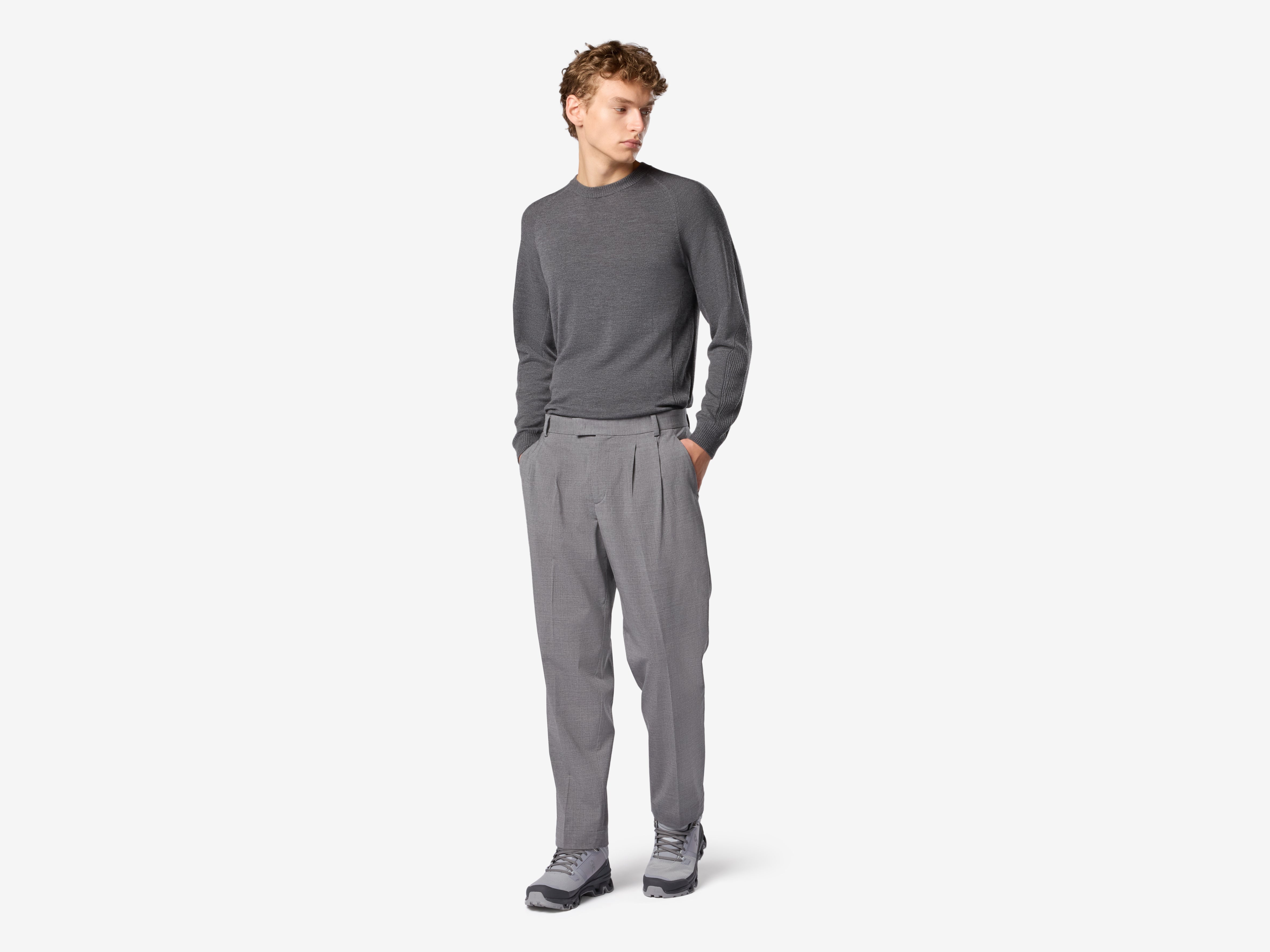 Stretch virgin wool suit pants - grey | SEASE