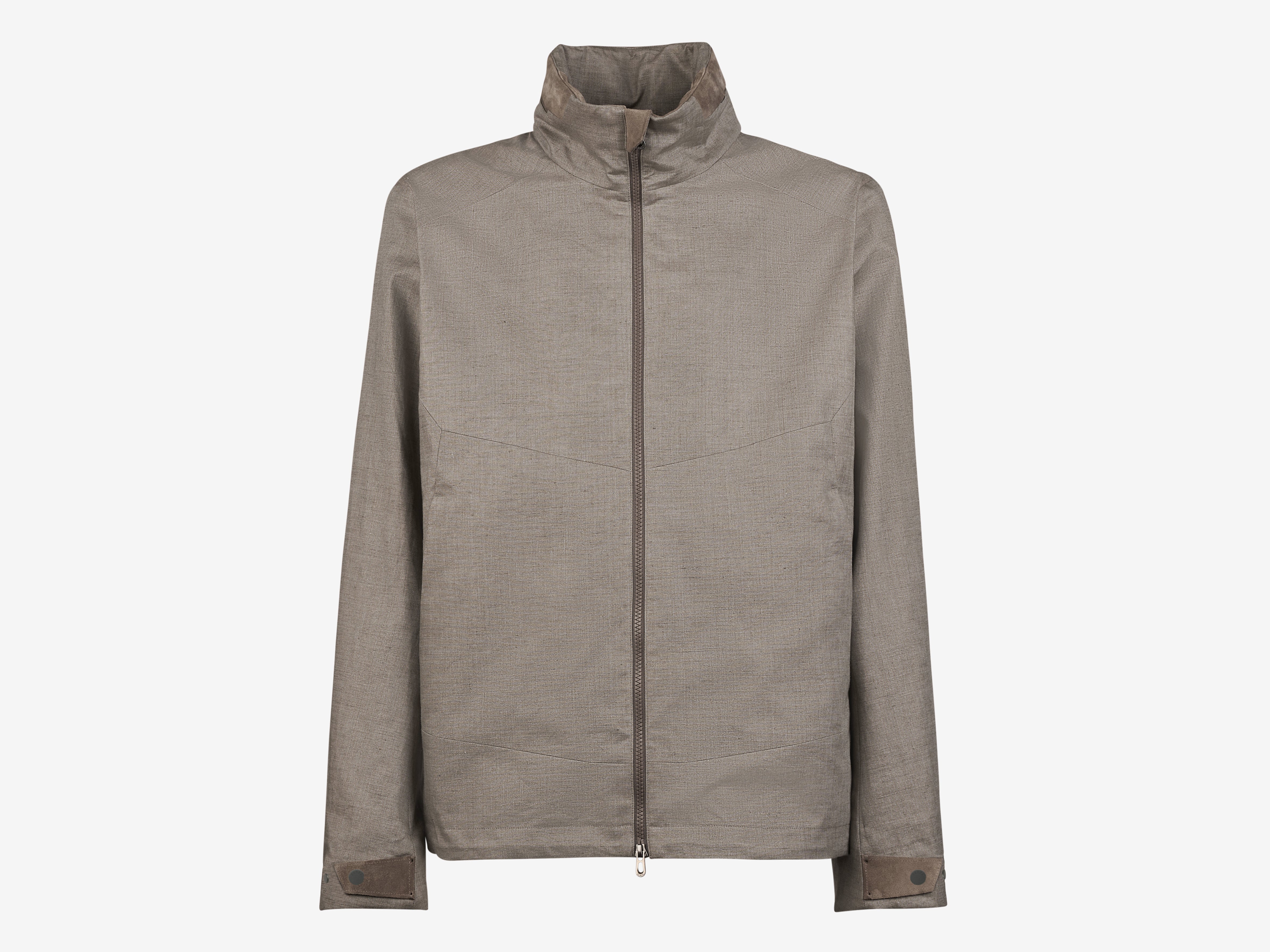 Laminated linen full zip jacket - brown | SEASE