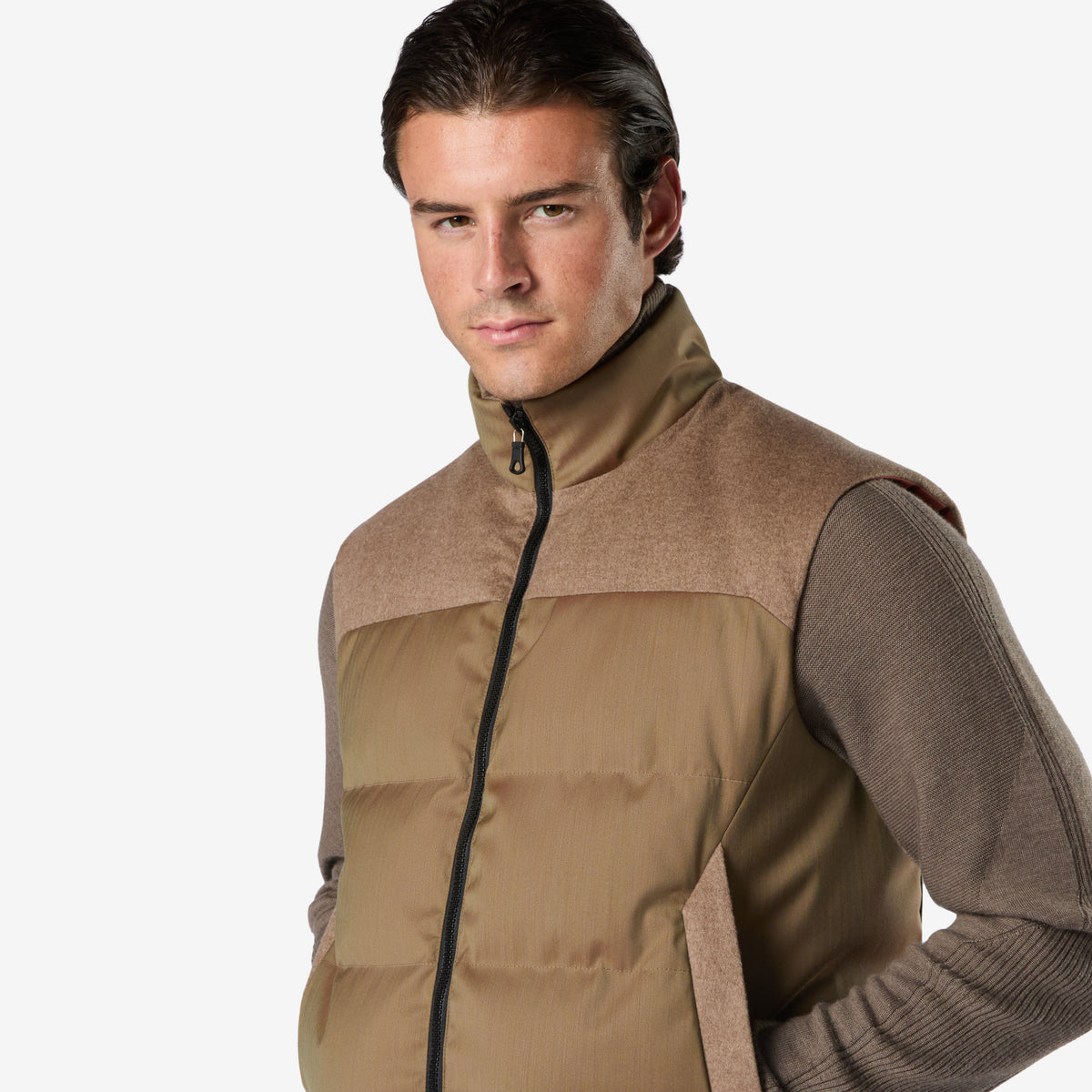 Insulated Solaro wool reversible vest - brown | SEASE