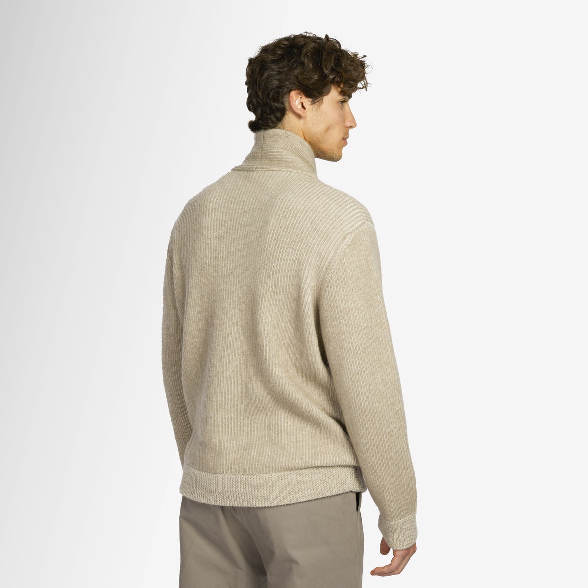 Cashmere English rib cardigan - beige | SEASE