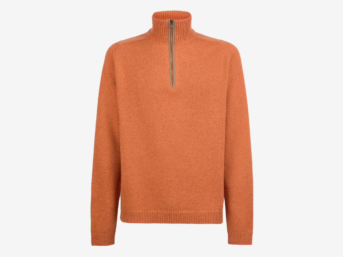 Half zip moulinè sweater 100% ws Coarshair - orange | SEASE