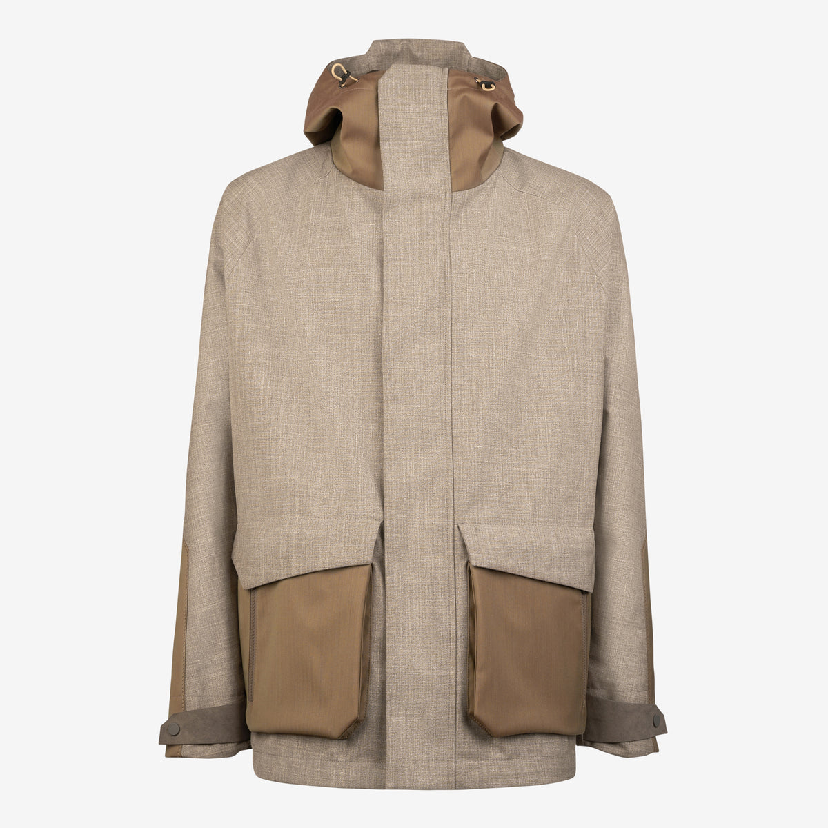 Laminated undyed virgin wool shell jacket - brown | SEASE