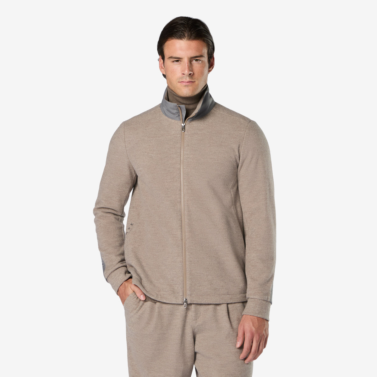 034 Zip Virgin Wool and nylon full-zip sweatshirt beige | SEASE